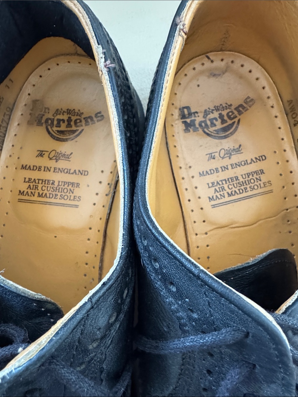 Dr. Marten 12 Black Leather Wingtip Brogue Oxfords with Yellow Welt Stitching - Picture 4 of 7